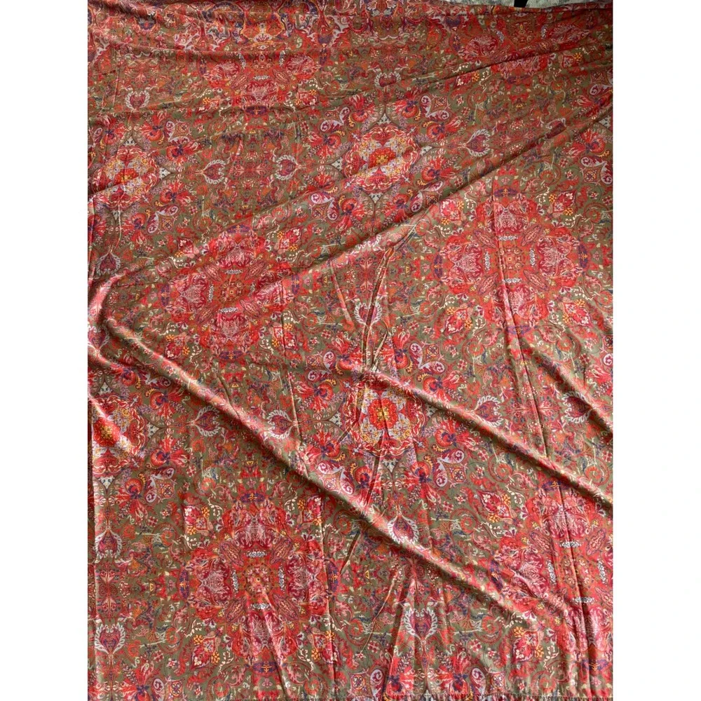 Ralph Lauren Home King Flat Sheet Red Paisley Cotton‎ Persian Floral GALAHAD